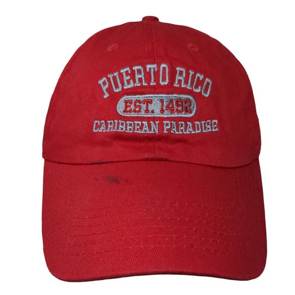 Puerto Rico Caribbean Paradise Slideback Hat Red One Size Embroidered - Picture 1 of 8